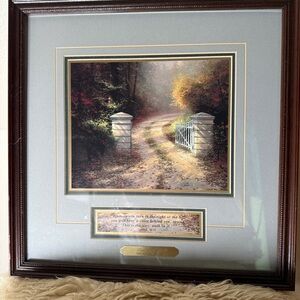 THOMAS KINKADE “Autumn Gate” Framed Print. Authentic 13” X 13”
